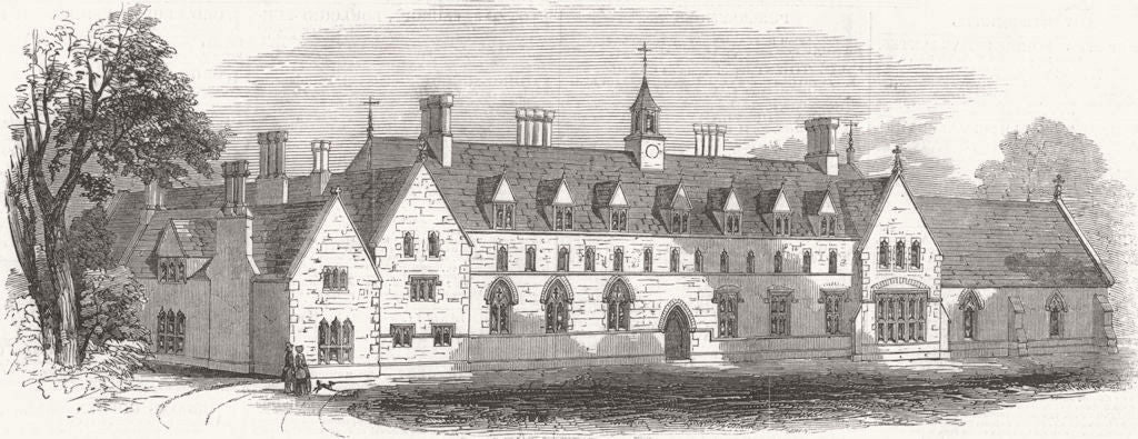 WALES. South Wales Training College, Carmarthen 1848 old antique print picture